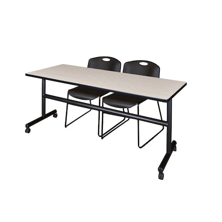 Kobe Rectangle FlipTop Table, 72" W, 29" H, Laminate Top, Maple MKFT7230PL44BK